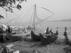 Scène de pêche à Cochin - Inde du Sud