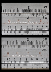 test: Zhong 85 macro VS Nikkor  105 macro 1/1