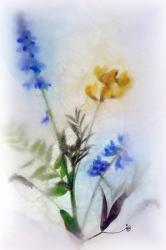 Impression en jaune et bleu